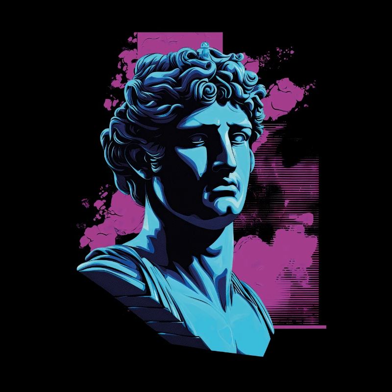 80er Klassische griechische statue Synthwave