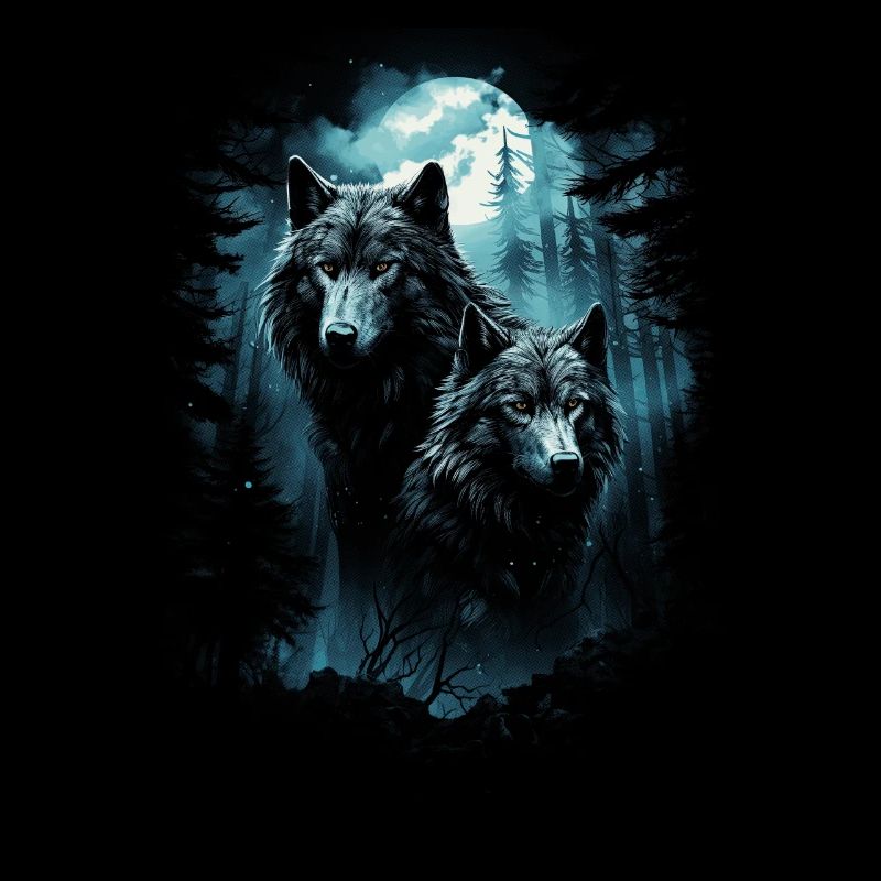 Fantaisie Loup Lune Wolf Pack Mythologie