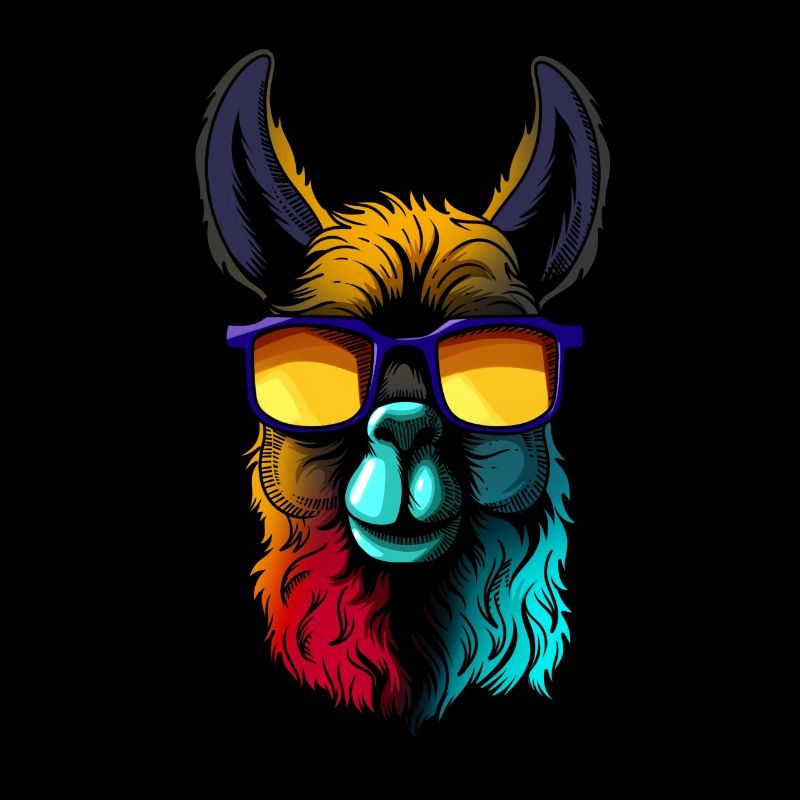 Cooles Lama Alpaka trägt Sonnenbrille Retro Design