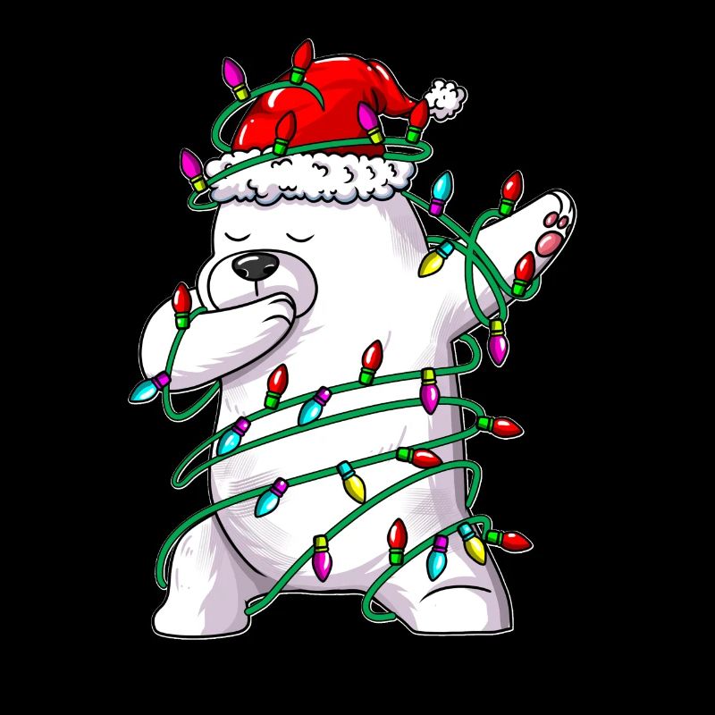 Eisbär in Lichterkette tanzt Dab Weihnachtskostüm