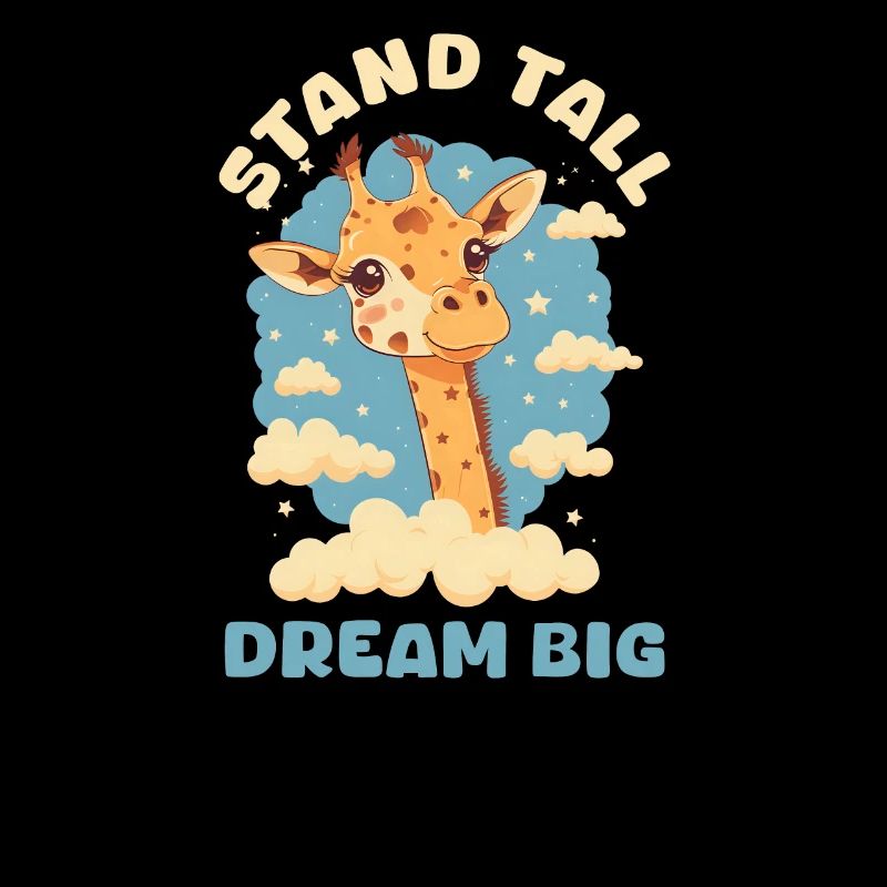 Giraffe steht aufrecht, träumt groß