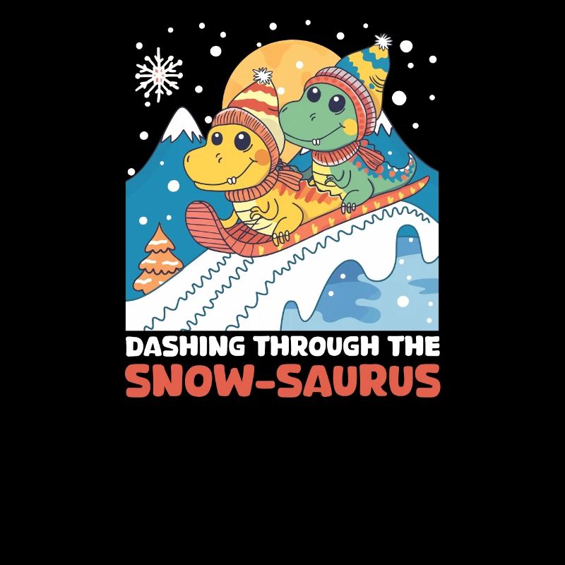 Dinosaurier-Weihnachten flitzt durch den Schneesaurus