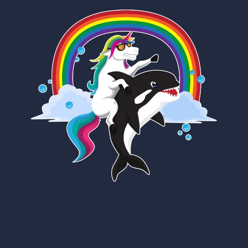 Cooles Einhorn reitet Orca mit Regenbogen Geschenk