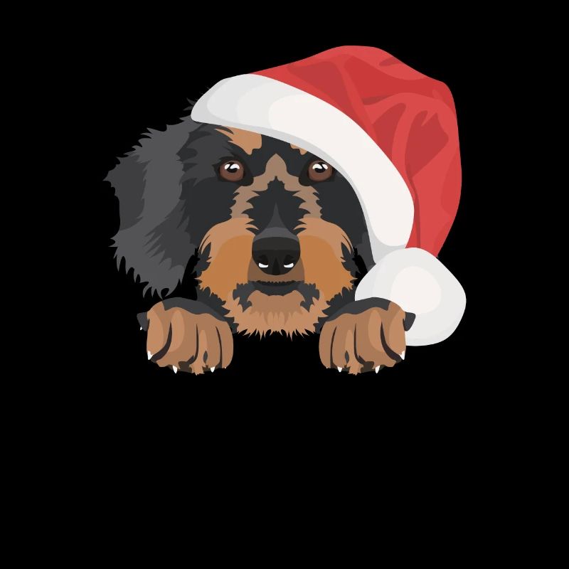 Teckel à poil dur Joyeux Noël