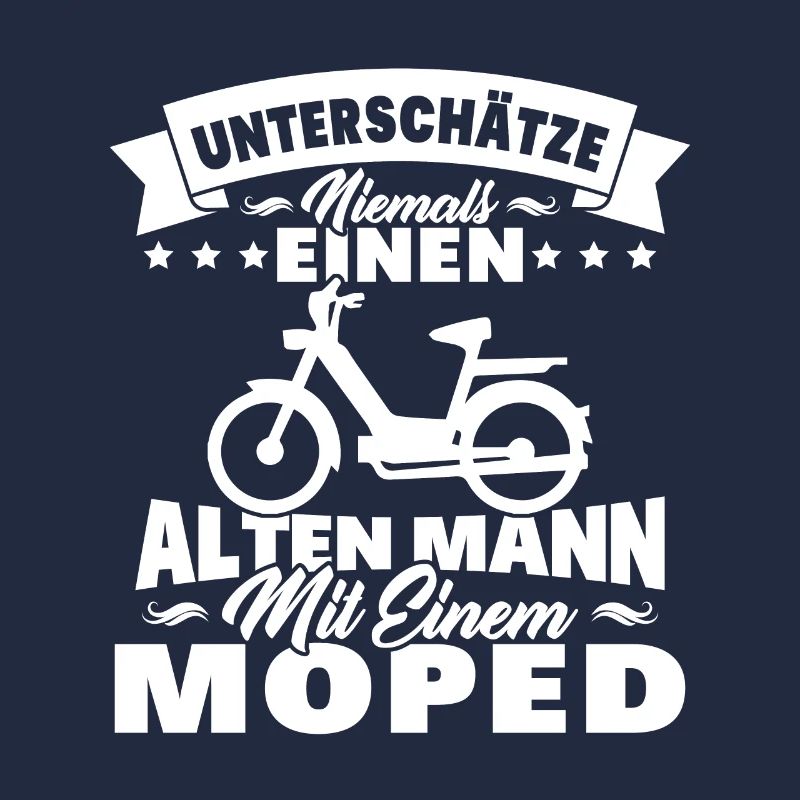 Alten mann mit einem Moped