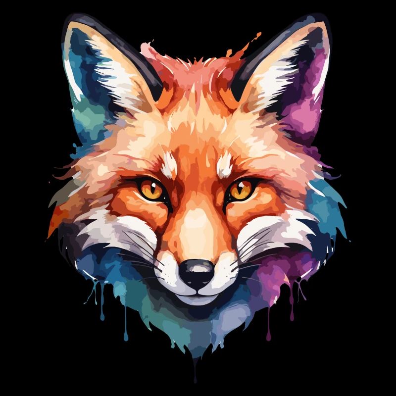 Fox Cool Canine En Coloré Et Aquarelle