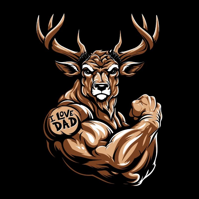 Deer Biceps Tattoo I Love Dad