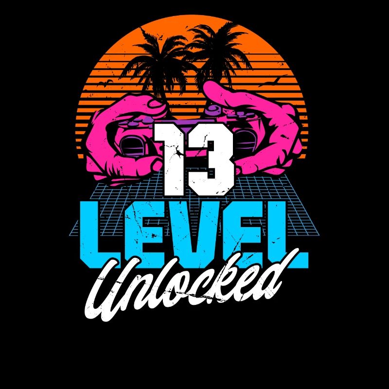 Level 13 Unlocked 13. Geburtstag Gamer 80er retro