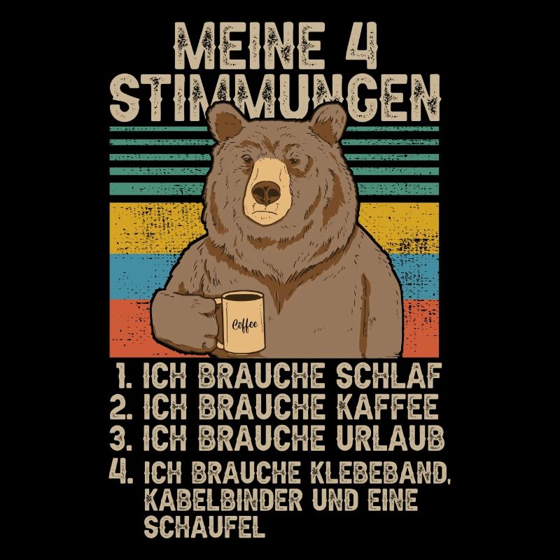 4 Stimmungen Katze Lustige Sprüche Kaffee