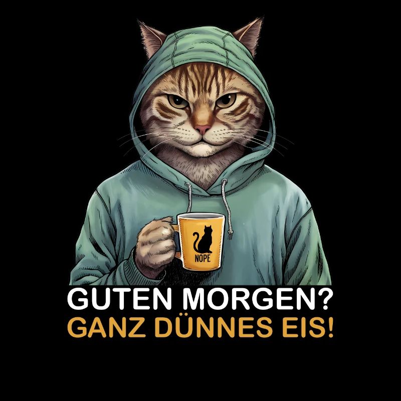 Bonjour très mince glace drôle de chat