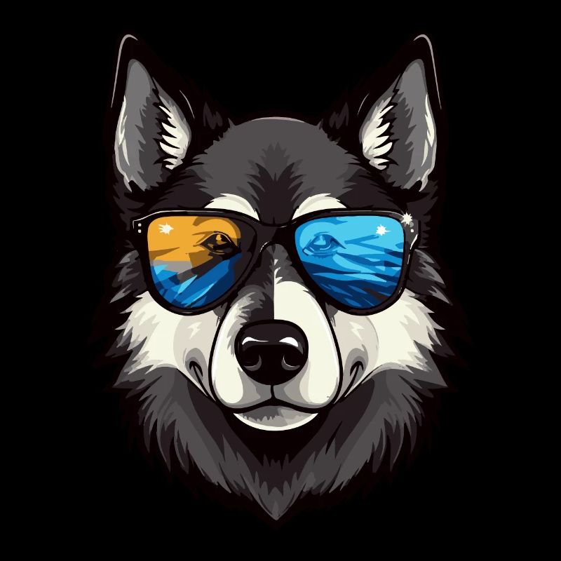 Husky Dog Head Portrait Cool