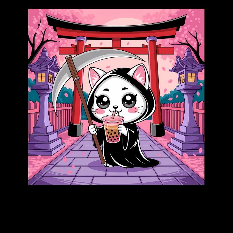 Sensenmann Anime Katze Kirschblüte