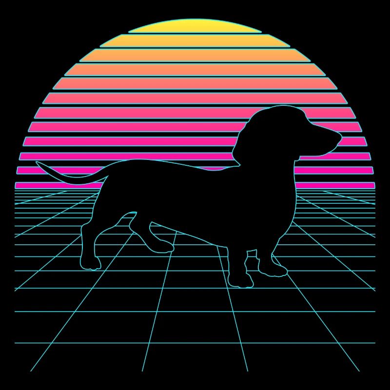Vaporwave Teckel Chien Teckel 80s années 90