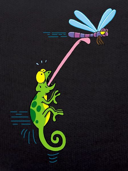 Caméléon et libellule