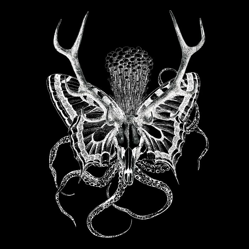 Surreal artwork, psychedelic deer skull