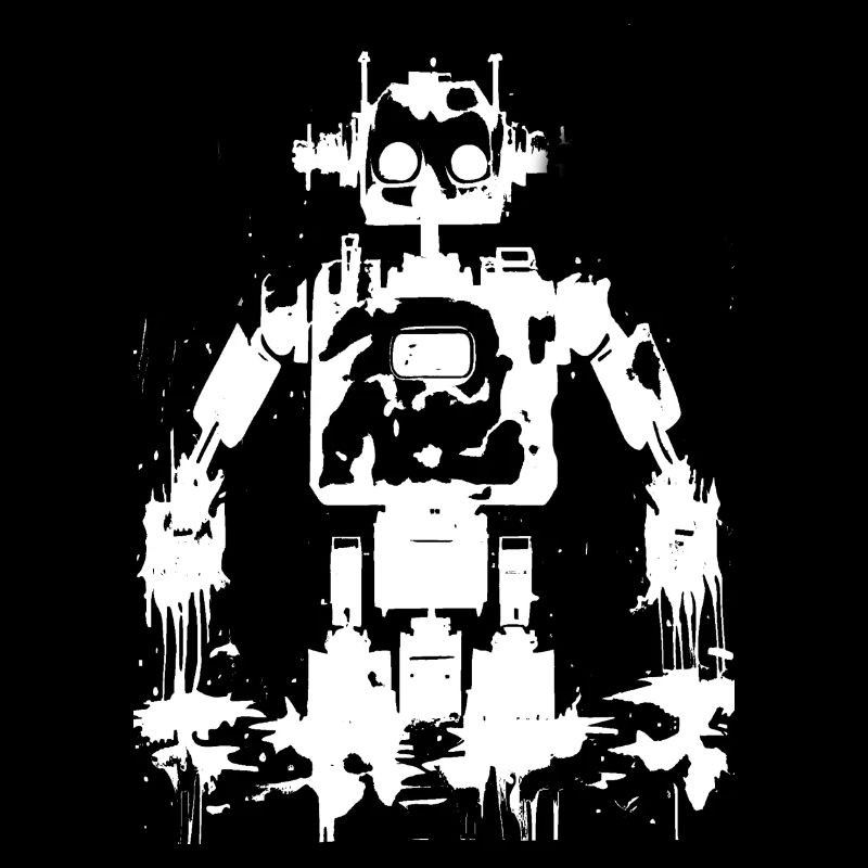 Silhouette de robot noir et blanc