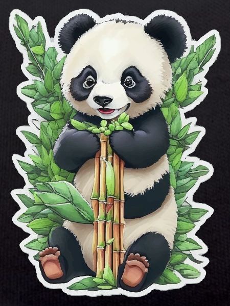 Panda bear eats bamboo