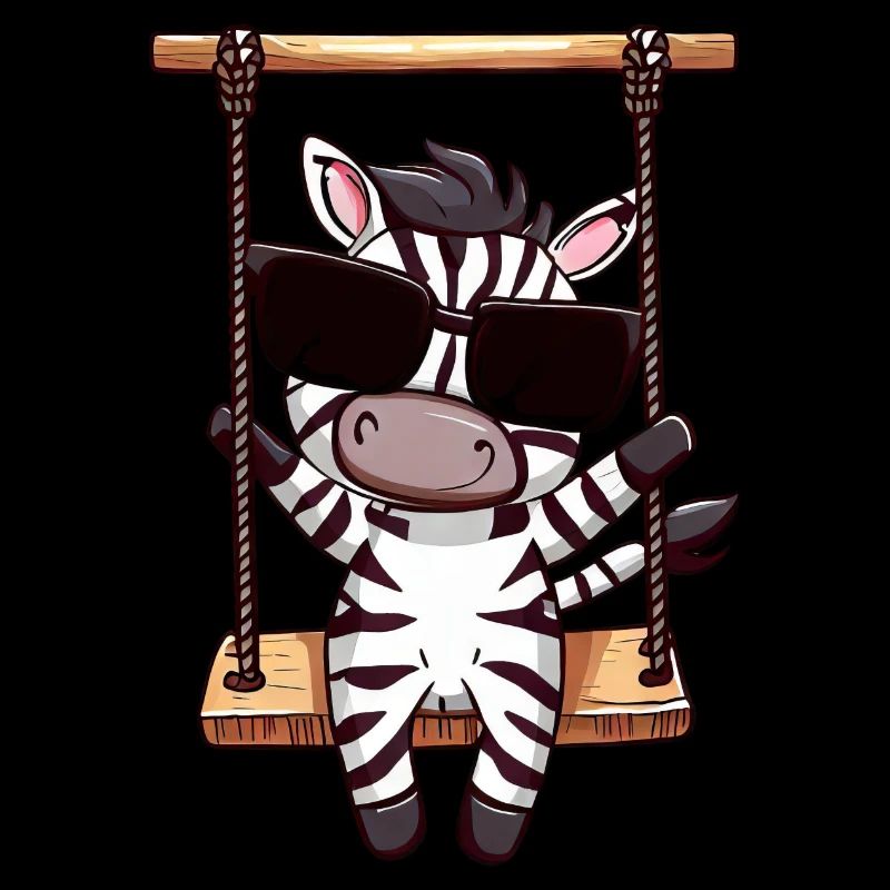 Zèbre Kawaii mignon, balançoire, mignon