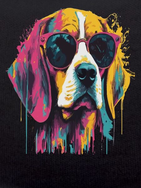 Bunter Hund mit Sonnenbrille