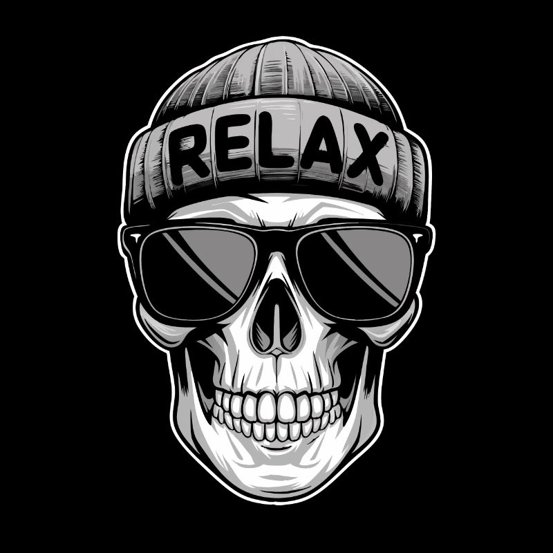 Relax Skull mit Mütze und Sonnenbrille