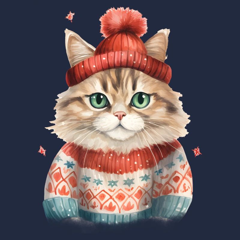 Winterkatze im Strickpullover