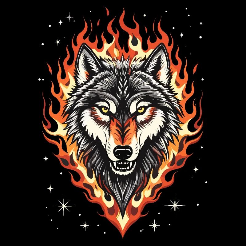 Wolf und Flammen