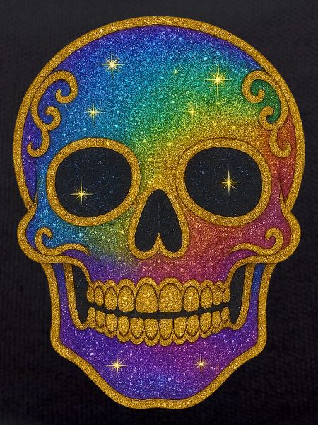 Rainbow Glitter Skull Halloween