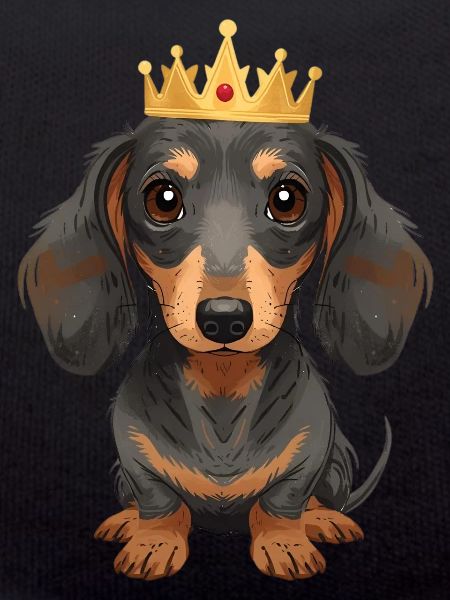 Petit teckel avec couronne design mignon