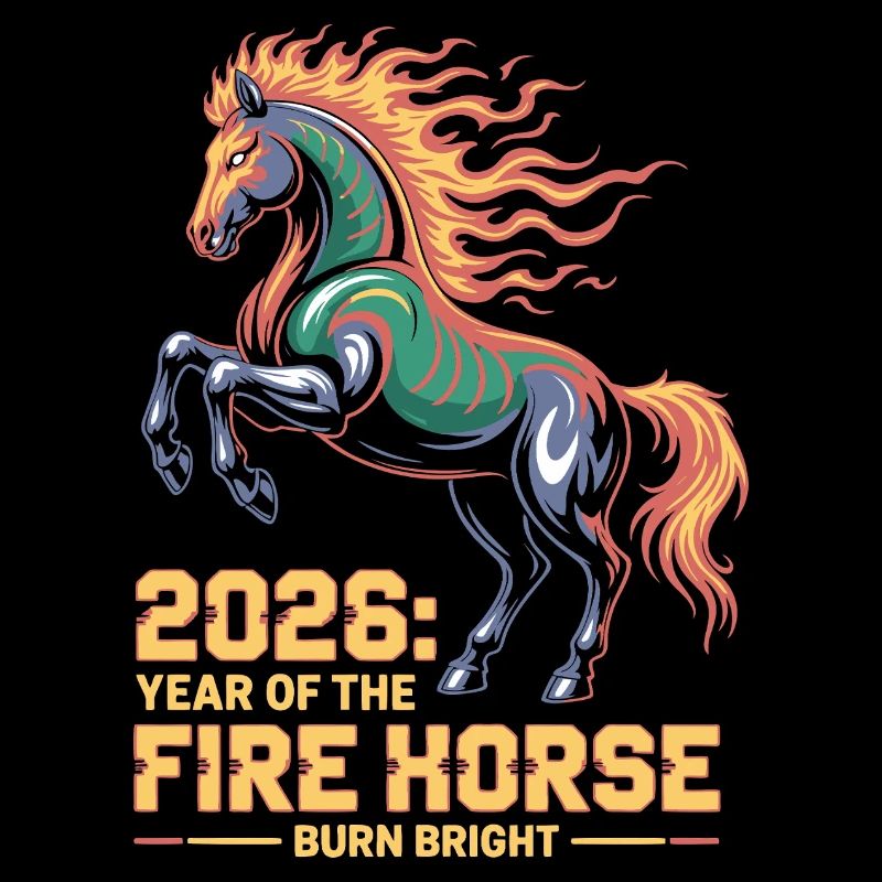 Fire Horse 2026 Burn Bright New Year Design