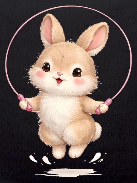 Cute bunny jumping rope