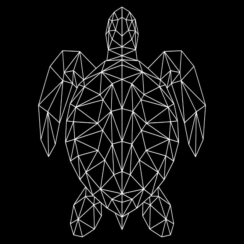 Geometric Sea Turtle White Silhouette