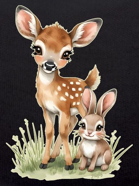 🦌🐰Fawn and Tender Bunny – Illustration