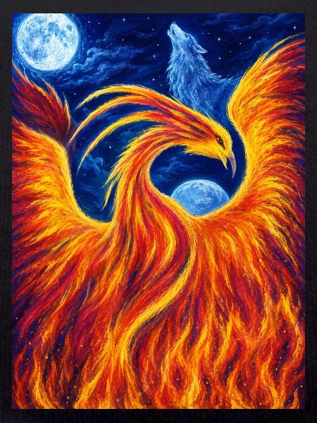 Flaming Phoenix in the Night