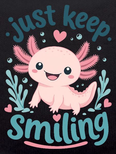 Rosa Axolotl lächelt unter Wasser