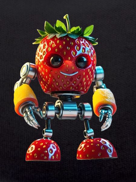 Cute Strawberry Robot Mascot Sci-Fi