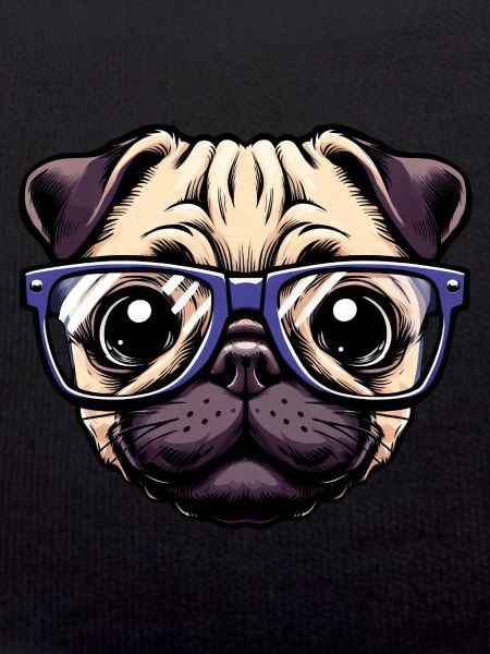 Nerdy pug with glasses