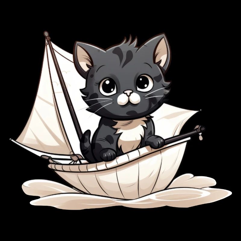 Chat mignon sur un dériveur
