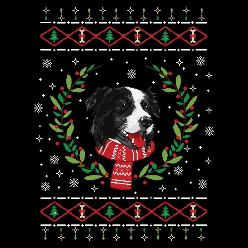 Border Collie hässlicher Weihnachtspullover