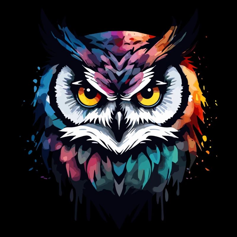 Eule coole bunte Federn cooler cooler Vogel