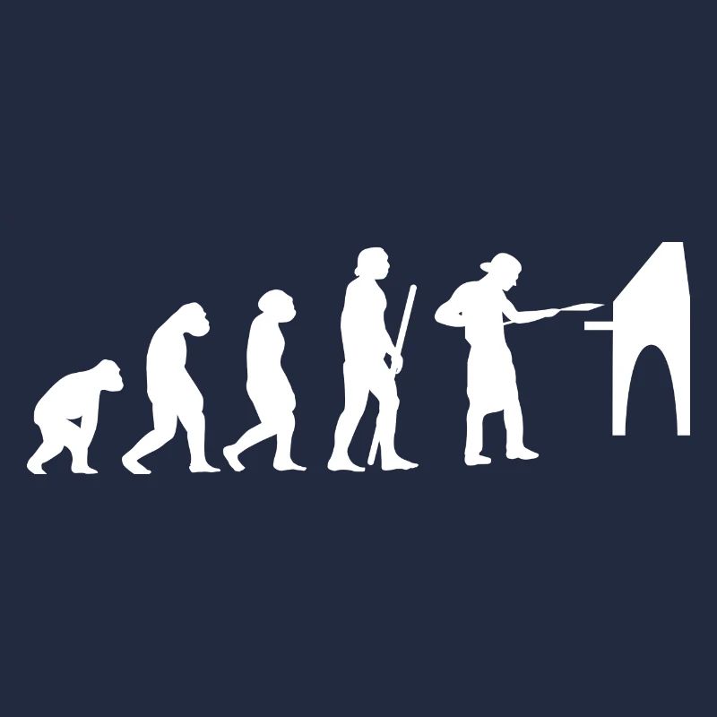 Human Evolution Pizza Delivery Guy Eating Pizza It