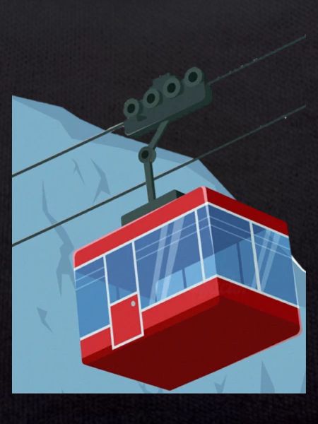 cable car red winter