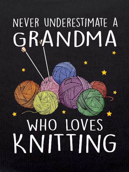 Strickende Großmutter Strickwolle Geschenk