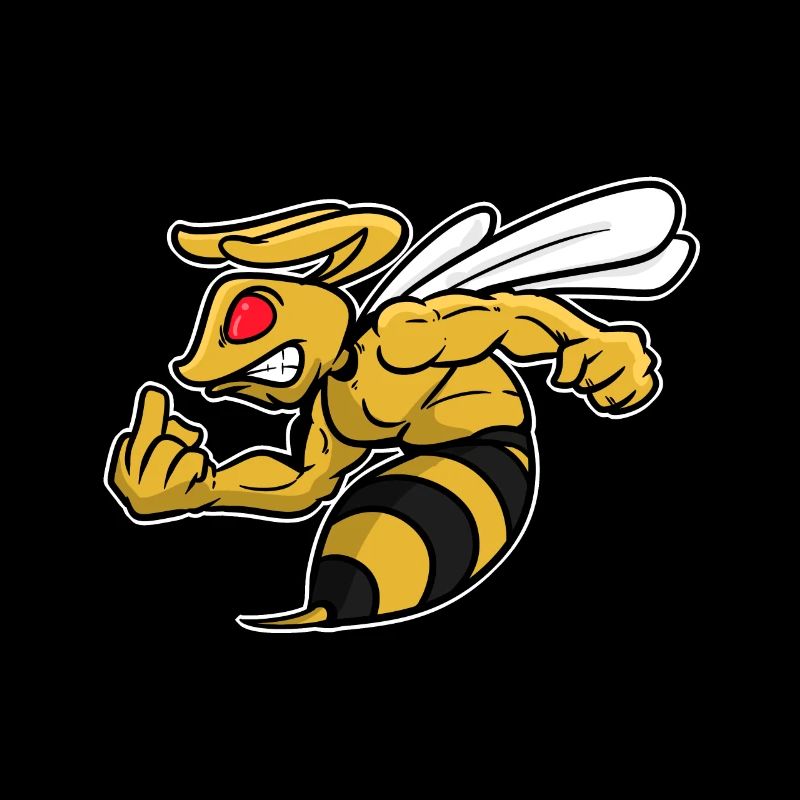 Wasp bees sting middle finger insect motif