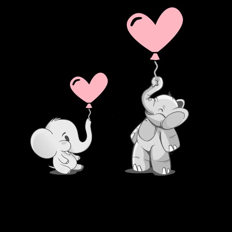 Cute elephants with pink balloons