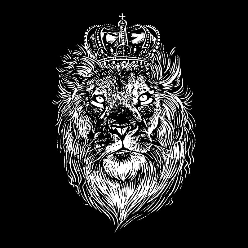 Lion avec couronne dessinée à la main