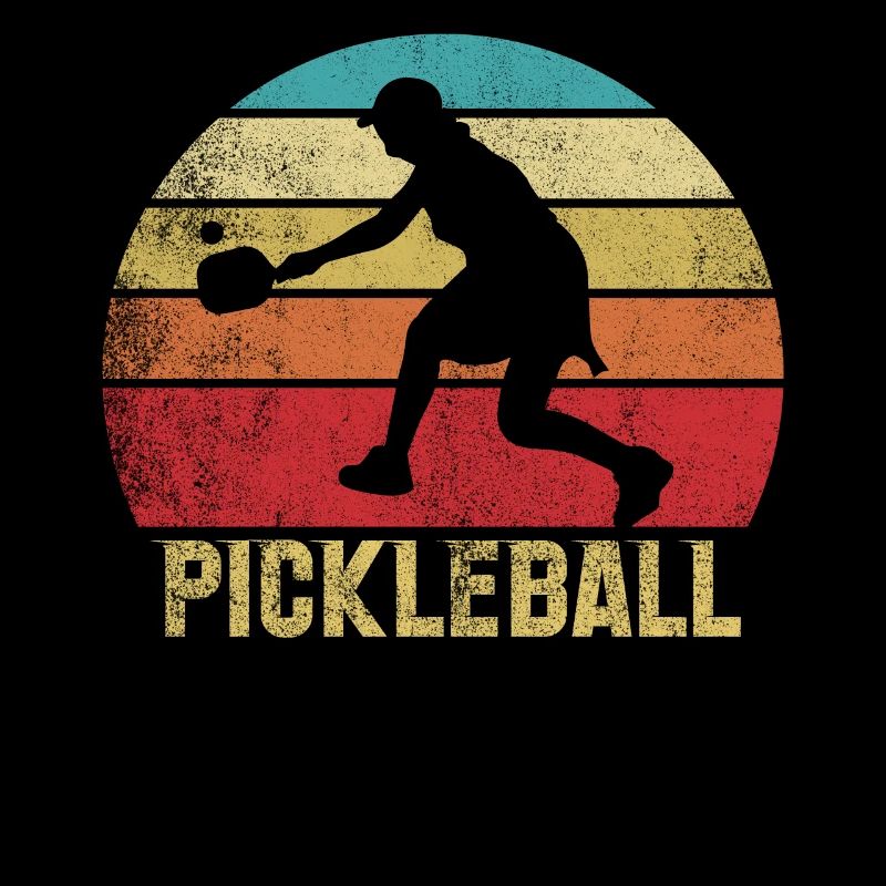 Silhouette de pickleball, style rétro, style vintage,