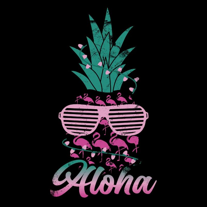 Aloha, Pineapple, And, Flamingo, Design, For, Beach