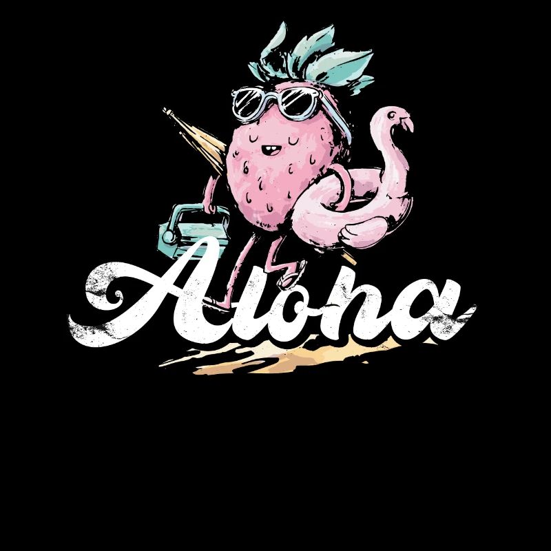 Aloha, Pineapple, And, Flamingo, Design, For, Beach