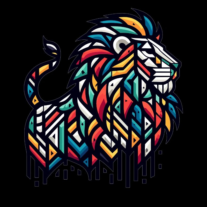 Lion with geometric patterns