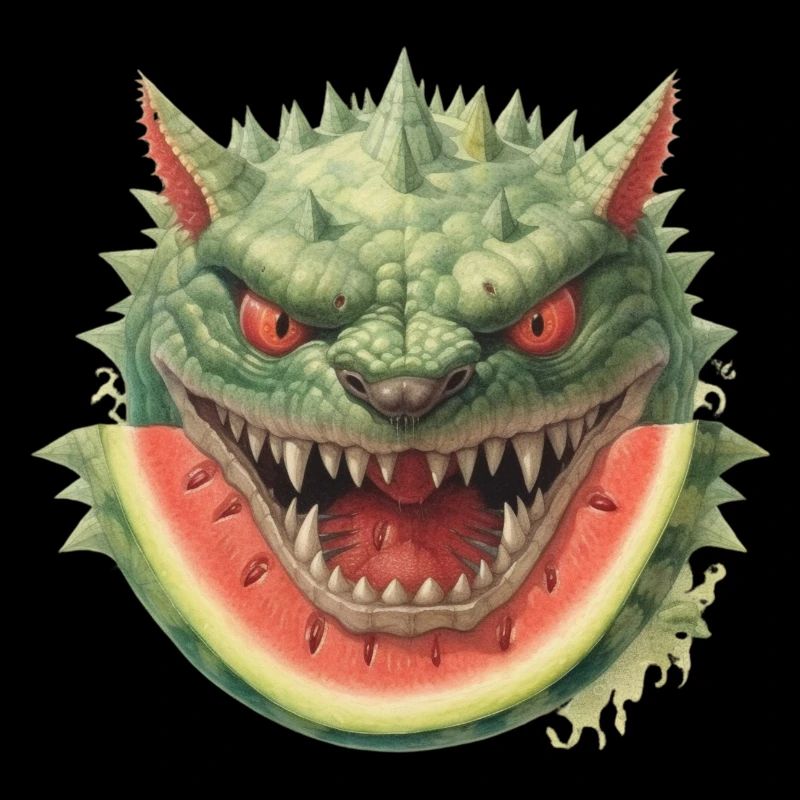 Melon monstre pastèque effrayant amusant